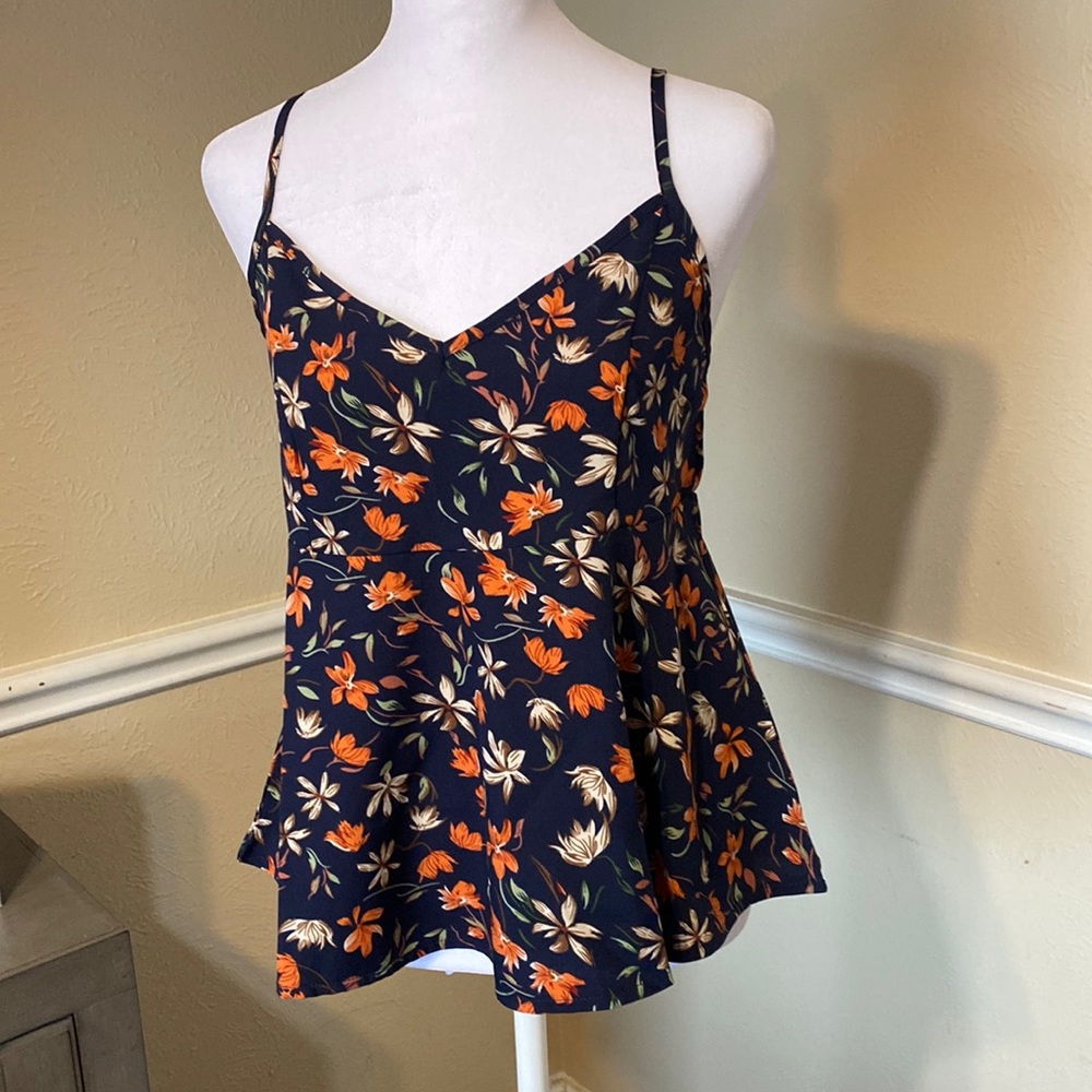 Navy with Flowers Top with Spagetti Straps